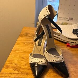 Anne Klein Two-Tone Black and Cream Heels